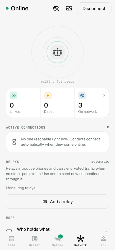 Mentos Network, captured from the Flutter app in light mode